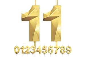 LFWZRY Bougies d'anniversaire pour 11 ans, Numéro d'anniversaire Bougies Doré, 3D Bougies de Gâteau D'anniversaire Décoration, Bougies D'anniversaire, Décorations de Gâteau pour Fête D'anniversaire, Mariage