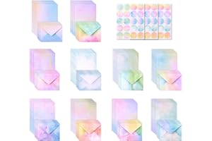 ENJIROR Letter Paper and Envelopes Sets 50Sheets A5 Letter Papers and Envelopes with 60Pcs Sealing Sticker Printer Friendly Both Sides Printed Pretty Watercolor Writing Stationery for Thanksgiving Mothers Day