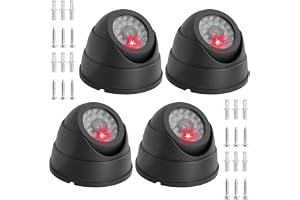 PORFOYO 4 st dummy kamera, dummy kupolkameror, övervakningskamera utomhus övervakningskamera med blinkande LED-ljus, för anvä