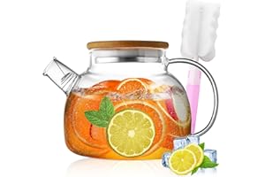 Sentasi Jarra de agua de cristal, 1000 ml/34 onzas, jarra de cristal con tapa sellada, jarra de agua, jarra de zumo de vidrio, resistente al calor para agua caliente y fría, vino, té y bebidas de zumo