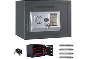SIKY Mini Security Safes Digital Keypad Electronic Safe Box Solid Steel Construction- 4.6L Capacity - with 2 Emergency Keys Override for Home Office Cash Money Valuables (6.7 x 9 x 6.7 inch, Grey)