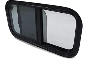 AceSupever Wohnmobilfenster, Schwarz Caravan Seitenfenster 600 * 300mm Wohnwagen Fenster mit Bildschirm Getöntes Gehärtetes Glas für Wohnmobilanhänger Camper-Fenster