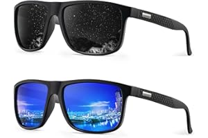 HENGOSEN Polarised Sunglasses Men Sports: Mens Sunglasses Fishing Driving Running Retro Sun Glasses with UV Protection 2 PACK