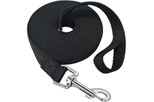 Mainiusi Dog Training Lead 20m Really Long Dog Lead 20m Long Line Dog Lead 20m Dog Recall Training Lead 20 metre dog training lead for Camping Tracking Training Obedience Backyard Playing(20m, Black)