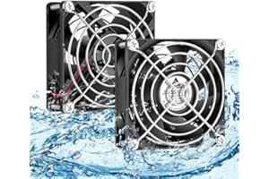 GDSTIME 2 x 80mm fan 12V Cooling Fan 2Pin IP68 Waterproof 80 x 25mm Dual Ball Bearing DC Brushless 2800 RPM 43.6 CFM Case Cooler For Car Fridge Ice Maker Hatchery machine or 120mm Fans Replacement