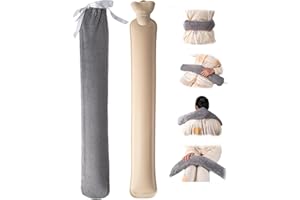 AGAKY Borsa Dell'acqua Calda, 2L Bottiglia Gommata Extra Lunga, Boule 75 cm, con Protezione per la Borsa Calda Super Morbida e Lavabile (Tracolla Inclusa)