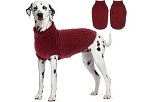 CITÉTOILE Maglione in Lana per Cani e Gatti - Giacca Calda e Morbida Cappotto Vestiti per Animali Invernali - Adatto per Cane Piccoli, Medi e Grandi, Rosso, XL