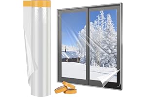 Yotache Window Insulation Kit 1.6m x 10m Long Indoor Window Shrink Film, POF Insulating Shrink Film for Windows, Draught Excluder Waterproof Dust Proof, Transparent