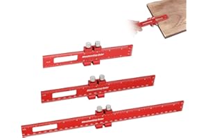 Woodworking Ruler Set,maxant Woodworking Tools Ruler 6/8/12inch Aluminum Alloy Scribing Rulerwith Inch and Metric Pocket Ruler Carpentry Tools Ruler T-Type Scribing Ruler for Woodworking (Red)