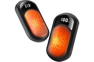 DEMKIA 2-Pack Hand Warmers Rechargeable, 6400mAh Electric Handwarmer with LED Digital Display, Ultra Thin Light Portable Heated Gadgets for Glove Pocket, USB Reusable 3 Levels Heater, Tech Gift for Men Women