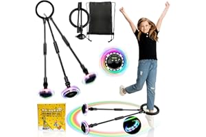 TZEKING Springring Fußkreisel,Kinder Blinkender Springring Fußkreisel,Swing Wheel mit Lichtrad,Zähler,Timer,Kalorienzähler,Faltbarer Ankle Skip Ball (Mit Bildschirmanzeige-Schwarz)