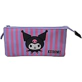 Kuromi Triple School Pencil Case - Zipper Closure - Fully Lined and Custom Interior - Pencil Case with 3 Compartments - 11.5