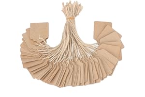 ‎JIJACRAFT jijAcraft 500 Stück Preisschilder Hängeetiketten Markierungsetiketten mit Juteschnur, 35mm*45mm, für Schmuck Kleidung Display (Braun)