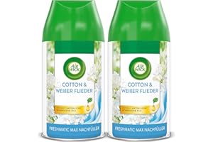 ‎AIR WICK Air Wick Freshmatic Max Raumspray DUO – Nachfüller für den Air Wick Freshmatic Max – Duft: Cotton und Weißer Flieder – 2 x 250 ml Nachfüller Raumduft und Lufterfrischer
