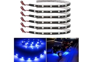 KEIUROT Car Led Strip Light 30CM Waterproof Led Lights Strip for Interior Car Lights Underglow Motorbike Golf Cart Exterior Blue Led Strip 12V 5050 12SMD,Pack of 6