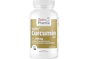 ‎ZEINPHARMA ZeinPharma Curcumin-Triplex³ Kapseln 150 Kapseln 500mg - Curcuma Piperin Kapseln hochdosiert mit 95% Extrakt, Nahrungsergänzungsmittel vegan, laborgeprüft - Made in Germany