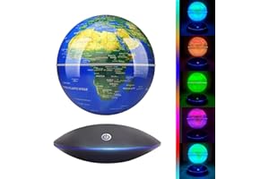 Poojaed Globe lévitant magnétique avec lumière LED, carte du monde de globe flottant rotatif à 360 ° pour affichage de bureau à domicile, cadeau de technologie cool pour hommes père garçons et filles