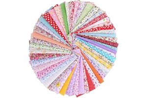 Generic Brands 50 pièces Pas de Répétition Floral Coton Tissu Patchwork 20 * 20 cm Tissus en Coton Bundle Artisanat pour Courtepointe Patchwork Bricolage Couture Artisanat à la Main