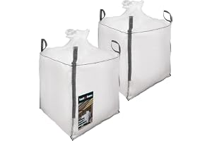 KOTARBAU® 2 st stor väska påsar 90 x 90 x 90 cm trädgårdsavfallspåse stabilt förkläde och tratt 500 kg PP tung lastsäck trädgårdsavfallspåsar trädgårdsväska sopsäckar byggsäckar, trädgårdstillbehör