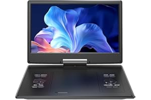 Yoton Reproductor DVD portátil de 14", DVD portátil para automóvil con parlantes estéreo duales y Conector para Auriculares, admite TV Sincronizada/Tarjeta SD y Lectura de Disco USB