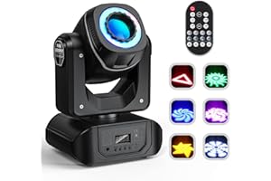 KRIDERISH Lyre LED avec télécommande DMX512 Jeux de Lumiere DJ 8 Motifs 8 Couleurs Tête mobile pour Fête Disco Club Bar Mariage Halloween Noël