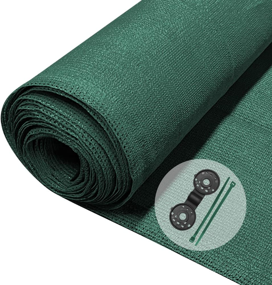 VOUNOT® Privacy Netting 1×10m Garden Screening HDPE Shading Net, 75% Shading Rate UV-resistant, Tear-Resistant Windbreak Fencing with Holes and Cable Ties, Green
