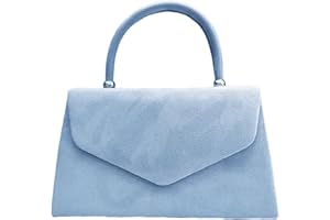 LeahWard Women's Faux Suede Cluth Bag Top Handle Grab Handbag Party Wedding Racing