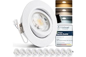‎BOJIM BOJIM LED Einbaustrahler 230V Dimmbar für Bad, 7W LED Spots Deckenleuchte 68mm Lochmaß, Einbauleuchten Flach IP44, Warmweiß Kaltweiß Neutralweiß, Schwenkbar Deckenspots für Küche Wohnzimmer, 10er Set