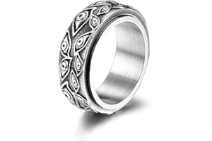 GTHIC Evil Eye Stainless Steel Spinner Ring Eye of Providence All Seeing Eye Ring For Men Women Silver Gold Black Vintage Rotating Relief Ring Anxiety Jewelry Gifts US Size 7-13