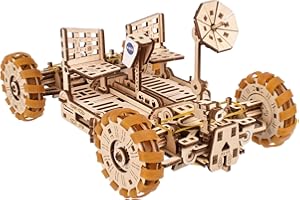 UGEARS NASA Lunar Rover Model Kit - 3D Drewniane Puzzle Mechaniczne Do Zbudowania Dla Dorosłych - Prezenty Kosmiczne Dla Młodych Chłopców - Oficjalne Zestawy Modeli Kosmicznych NASA