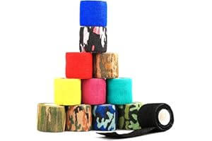 FITWISH 12 Rotolo Benda Elastica Coesiva, Colorato e Camuffare Alto Elastico Benda autoadesiva coesiva, Benda per Animali Domestici, Elastico Sportivo Bendare per Dito, Polso, o Caviglia Distorsione