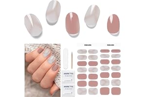 DUKASOU Półutwardzane żelowe paski do paznokci – 28 sztuk folii do paznokci, utwardzana UV, folia do paznokci, samoprzylepna naklejka na paznokcie w jakości salonowej, trwałe paski lakieru do paznokci dla