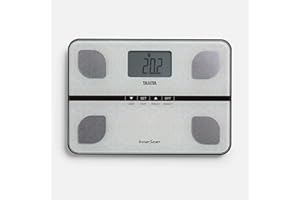 TANITA BC-732 Báscula familiar y báscula de composición corporal en un diseño de vidrio compacto, blanco