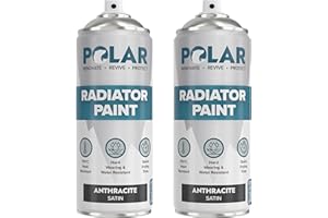 POLAR SPECIALIST COATINGS Polar Satin Anthracite Radiator Spray Paint - 2 x 400ml | Heat Resistant up to 100ºC |Quick Drying & No Primer needed | Exterior Surfaces of Radiators & Hot Water Tanks | Heat Resistant Radiator Paint