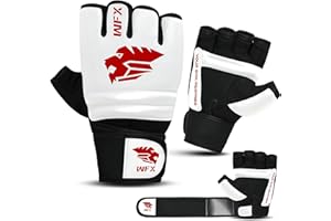 WFX MMA Gloves for Grappling Martial Arts Training, Vegan Leather Half finger Taekwondo Karate Punch bag gloves Men & Women, Body Combat Sparring Boxing Gloves