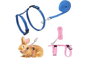 BRATEUANOII 2 Piezas Arnés para Conejos para Gatos, Correa Mascota Ajustable, Arnés de Conejo Pequeño, Arnés Y Correa para Conejos, para Conejos, Gatos, Cachorros y Otras Mascotas Pequeñas Arnés de Seguridad