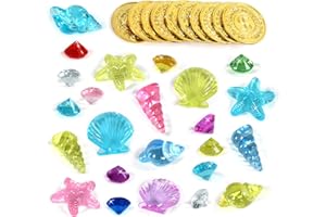 KATELUO 34 Pièces Jouets de Plongée, Jouet de Piscine Enfant, Jouets de Natation, Jouet de Plongée Enfant Gemme de Plongée, Jouet sous-Marin Piscine Trésor Chasse Jeu pour Les fêtes à la Piscine