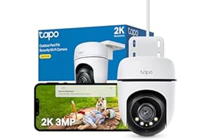 Tapo C510W 2K Outdoor Pan/Tilt Security Camera, 360°Visual Coverage, IP65 WiFi Camera, Motion Tracking, Full-Colour Night Vision, Cloud and Local Storage, Works With Alexa and Google, No Monthly Fee