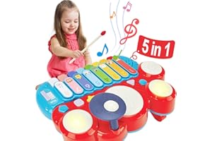 HAHALAND CubicFun Instrumentos Musicales Juguetes Niños 1 año Piano Infantil Juego Tambor Teclado Piano y Xilófono Set, Juguete Musical Regalo Juguetes para Niños 2 3 4 5 años