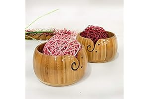 AMZTEMU All-in-ones wooden yarn bowl, Tazón de lana, Crochet yarn bowl, Cuenco de hilo de ganchillo sin tapa -bambú(15 * 8cm)