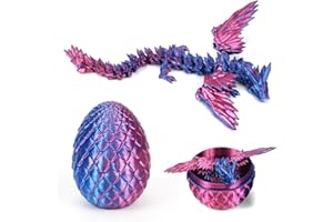 WISHSTAR Œuf de dragon avec dragon, dragon imprimé 3D avec ailes, en cristal, violet, jouet de bureau, jouet pour enfants, cadeau de vacances