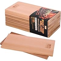 LAOYE 10 Stück Grillbrett Zedernholz XXL Räucherbretter Zum Grillen, (30 x 14 x 1 cm) Grillplanken aus 100% originalem…