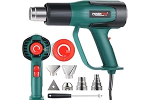 POSENPRO Pistolet na gorące powietrze 2000 W, 60℃-600℃, ochrona przed przepięciem, dmuchawa gorącego powietrza z 7 dyszami, 2 ustawienia przepływu powietrza, idealna do usuwania farby, lutowania,