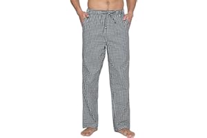 LAPASA Pantalon de Pyjama Homme 100% Coton Léger Bas de Pyjama à Carreaux Vêtements de Nuit & de Détente Maison M38
