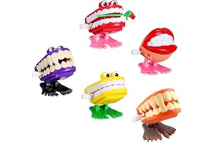 ATBEAMEN 5Style Chattering Teeth Wind Up Chick for Kids Party Game, Halloween Clockwork Walking Toy Mini Teeth Novelty Walking Wind Up Toy for Christmas Halloween Tooth Stocking Fillers Party Favors