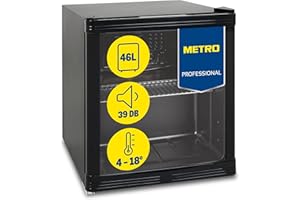 METRO Professional Mini-Kühlschrank GPC1046, Edelstahl/Glas, 43 x 48 x 51.5 cm, 46 L, schwarz