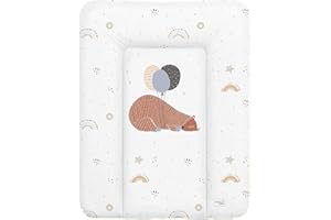 Ceba Baby® Fasciatoio Materassino - Fasciatoio neonato morbido - Cuscino Fasciatoio Lavabile per bambine e bambini - certificato Öko-Tex - impermeabile - 70x50 cm - grande orso