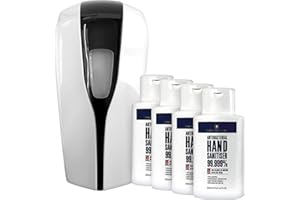 H HARLEY STREET CARE Harley Street Care Automatic Soap & Hand Sanitiser Gel Dispenser with 2L (4x500ml) Antibacterial Hand Sanitising Gel, 2 Full Refills, Wall Mounted, 1000ml Capacity, Hands Free, Hygienic