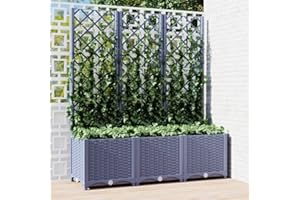 Cozynest Pflanzkübel mit Spalier Dunkelgrau 120x40x136 cm PP