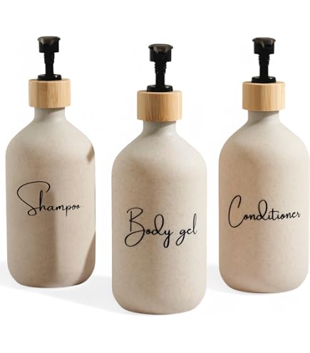 Distributeur Savon Mural MAISONOVO - 3 Bouteilles 500ml Ambré - Pour Shampoing, Gel Douche Ou Savon